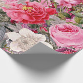 夏の花のバラパターン ラッピングペーパー (角)