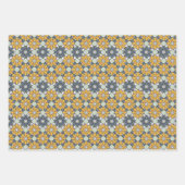 夏の花のパターン黄色い灰色 ラッピングペーパーシート (正面3)