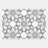 夏の花のパターン黄色い灰色 ラッピングペーパーシート (正面2)