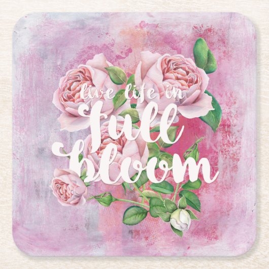 夏の花のフローラことわざ美 スクエアペーパーコースター (正面)