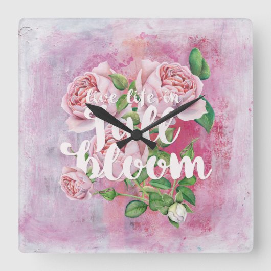 夏の花のフローラことわざ美 スクエア壁時計 (正面)