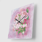 夏の花のフローラことわざ美 スクエア壁時計 (傾斜)