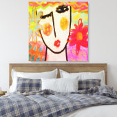 夏の花の女性抽象芸術デジタルアート缶 キャンバスプリント (インサイチュ (寝室))