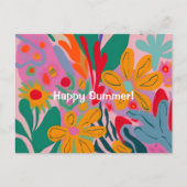 夏の花の抽象芸術パターンhappy summer ポストカード (正面)