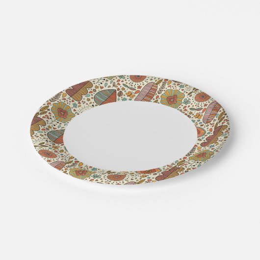 夏の花の模様葉は、 ペーパープレート (アングル)