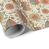 夏の花の模様葉 ラッピングペーパー (ロールコーナー)