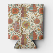 夏の花の模様葉 缶クーラー (正面)