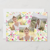 夏の花の水彩ピンクのスイート16写真 招待状 (裏面)