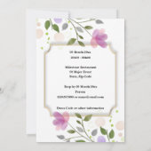 夏の花の水彩画 ブライダルシャワーのお祝い 招待状 (裏面)