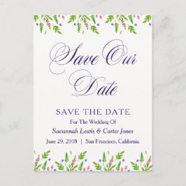 夏の花の結婚式の日付はがきを保存 案内ポストカード