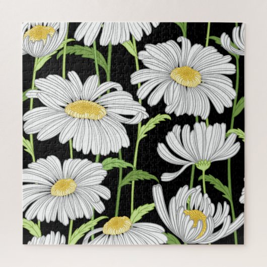 夏の花の継ぎ目のないパターン。 ジグソーパズル (縦)