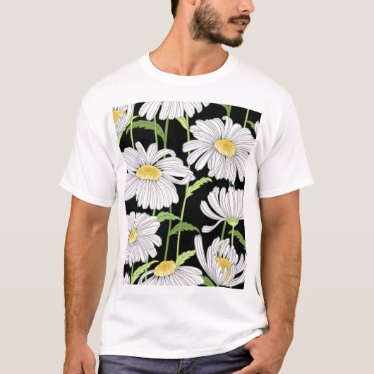 夏の花の継ぎ目のないパターン。 Tシャツ (正面)