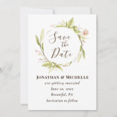 夏の花の緑のフローラ結婚枠 セーブザデート (正面)