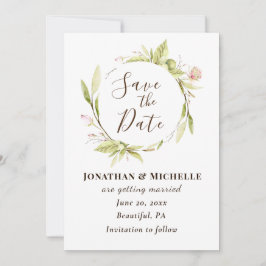 夏の花の緑のフローラ結婚枠 セーブザデート