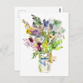 夏の花の花束。水彩画 ポストカード (正面/裏面)