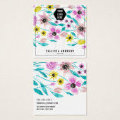 夏の花の葉ロゴのヘアディスプレイカード (正面&裏面)