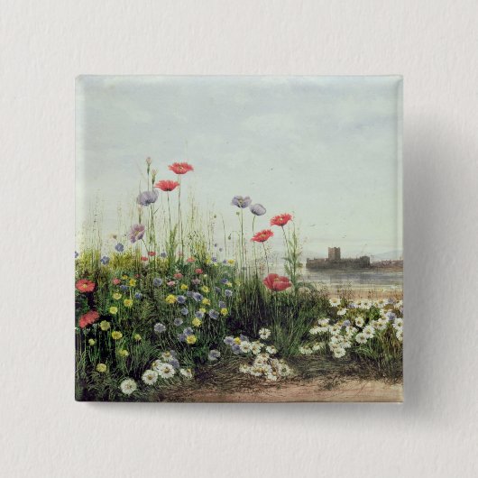 夏の花の銀行 缶バッジ (正面)