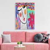 夏の花を持つ女性抽象芸術デジタルアート キャンバスプリント (インサイチュ (リビング))