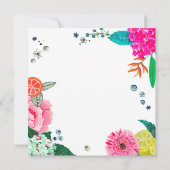 夏の花を添えた60歳の誕生日パーティーの写真 招待状 (裏面)