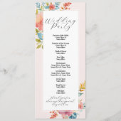 夏の花を飾った結婚式のメニューと式の詳細 プログラム (裏面)
