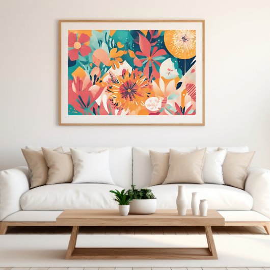 夏の花エレガントシックモダンアートポスター ポスター