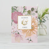 夏の花オンピンク結婚式招待状 招待状 (スタンド正面)
