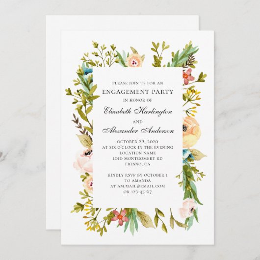 夏の花ガーデンフローラ婚約パーティ 招待状 (正面/裏面)