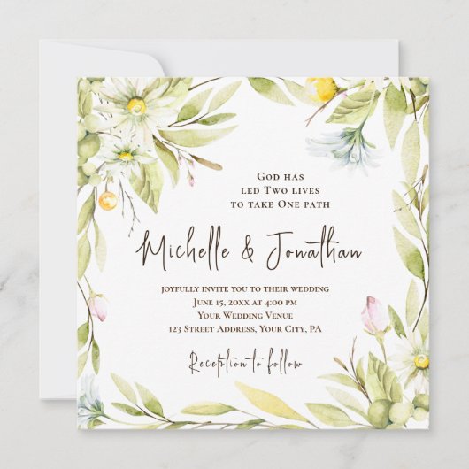 夏の花クリスチャン結婚ズ 招待状 (正面)