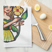 夏の花フェアリー キッチンタオル (四つ折り)