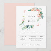 夏の花フレーム ウェディング招待状 案内状 (正面/裏面)