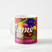夏の花フローラパーソナライズされたコーヒーマグ、カップ コーヒーマグカップ (正面左)