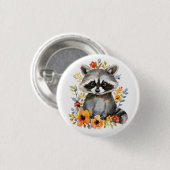 夏の花ラクーン水色 缶バッジ (正面&裏面)