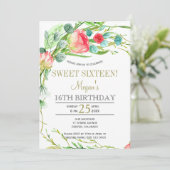 夏の花園での優雅なローズガーデン スイート16 招待状 (スタンド正面)