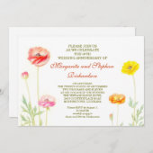 夏の花園での結婚記念日 招待状 (正面/裏面)