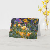 夏の花園のおもしろいの多彩でかわいらしい写真 カード (黄色い花)