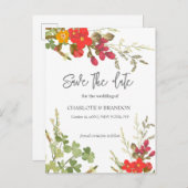夏の花園の野生の花の結婚式 案内ポストカード (正面/裏面)