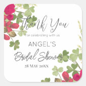 夏の花園 ブライダルシャワーのお礼 スクエアシール (正面)