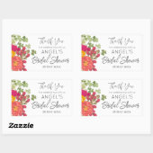 夏の花園 ブライダルシャワーのお礼 長方形シール (シート)