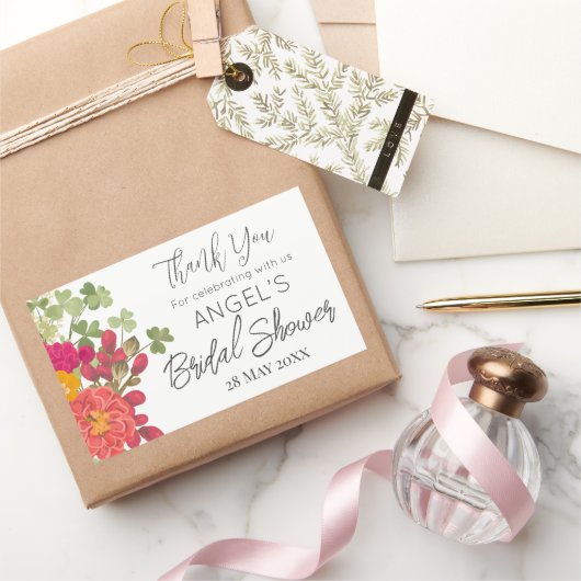 夏の花園 ブライダルシャワーのお礼 長方形シール (ギフト)