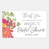 夏の花園 ブライダルシャワーのお礼 長方形シール (正面)