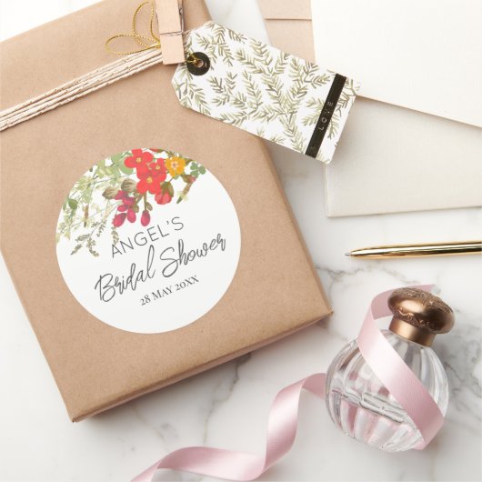 夏の花園 ブライダルシャワー ラウンドシール (ギフト)