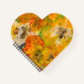 夏の花抽象芸術オレンジ色金ゴールド黄色の描画 ノートブック (正面)
