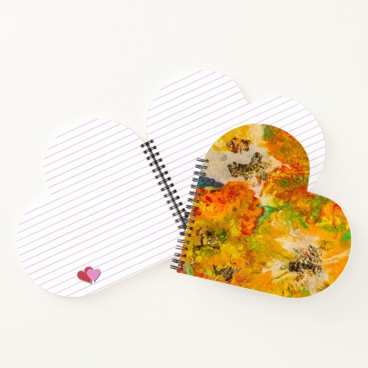 夏の花抽象芸術オレンジ色金ゴールド黄色の描画 ノートブック (内部)
