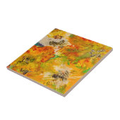 夏の花抽象芸術オレンジ金ゴールド黄 タイル (側面)