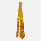 夏の花抽象芸術オレンジ金ゴールド黄 ネクタイ (裏面)