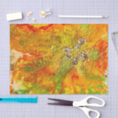 夏の花抽象芸術オレンジ金ゴールド黄 薄葉紙 (クラフト)