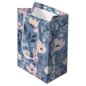 夏の花抽象芸術 ミディアムペーパーバッグ (正面アングル)