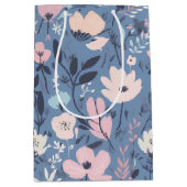 夏の花抽象芸術 ミディアムペーパーバッグ (正面)