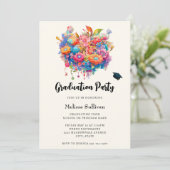 夏の花束の遊び心あるボヘミアングラデュエーション 招待状 (スタンド正面)