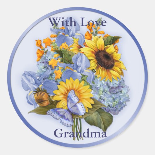 夏の花束 – おばあちゃん ラウンドシール (正面)